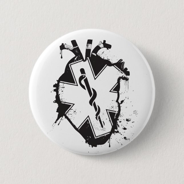 Badge Rond 5 Cm étoile de vie coeur anatomique (Devant)