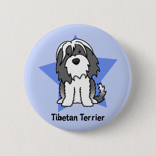 Badge Rond 5 Cm Étoile Terrier tibétain de Kawaii