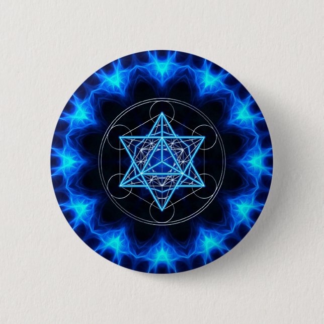 Badge Rond 5 Cm Étoile Tétraèdre de Metatron (Devant)