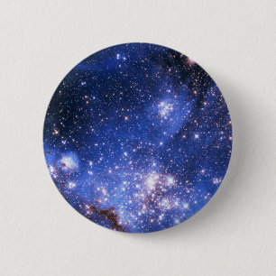 Badge Rond 5 Cm Étoiles Bleu Bleu Embrionique