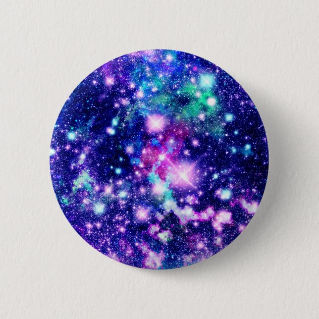 Badge Rond 5 Cm Étoiles roses et pourpres de galaxie (Devant)