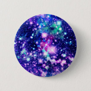 Badge Rond 5 Cm Étoiles roses et pourpres de galaxie
