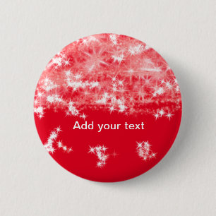 Badge Rond 5 Cm Étoiles scintillantes à paillettes rouges simples
