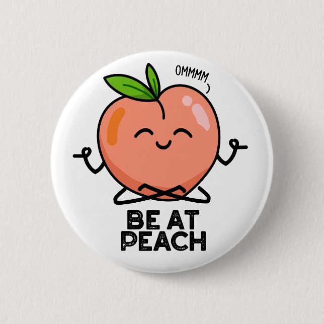 Badge Rond 5 Cm Être À Peach Funky Fruit Pun (Devant)
