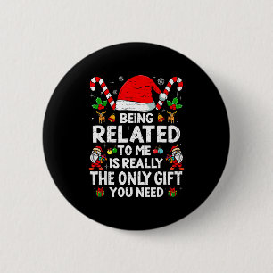 Badge Rond 5 Cm Être apparenté à moi drôle de Noël famille Xmas Pa