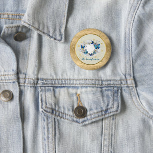 Badge Rond 5 Cm Être transformé Cité Coeur et Papillons Bleus