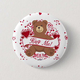 Badge Rond 5 Cm Étreignez-moi ! Ours de nounours de Saint-Valenti