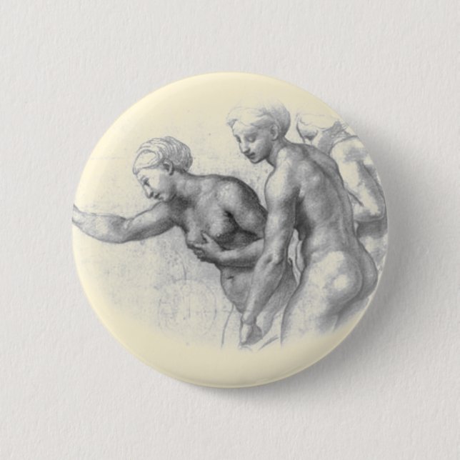 Badge Rond 5 Cm Étude pour les 3 Graces - Bouton Raphael (Devant)