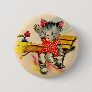 Badge Rond 5 Cm étudiant en chat kitten