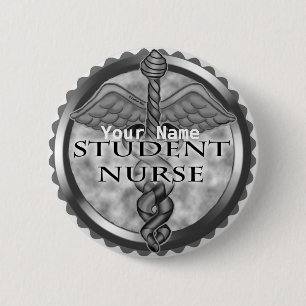 Badge Rond 5 Cm Étudiant gris pin