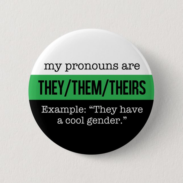 Badge Rond 5 Cm Eux/eux pronoms - drapeau de Neutrois (Devant)