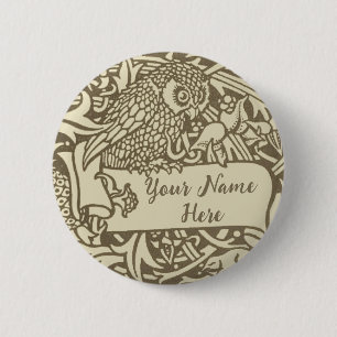 Badge Rond 5 Cm Ex-libris de chouette vintage Arts & Crafts Walter