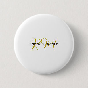 Badge Rond 5 Cm Exclusif Monogramme Moderne Nom Couleur Or Unique