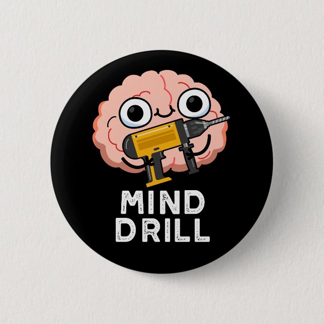 Badge Rond 5 Cm Exercice mental Funny Brain Tool Pun Dark BG (Devant)