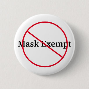 Badge Rond 5 Cm Exonération de masque NON