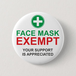 Badge Rond 5 Cm Exonération du masque facial