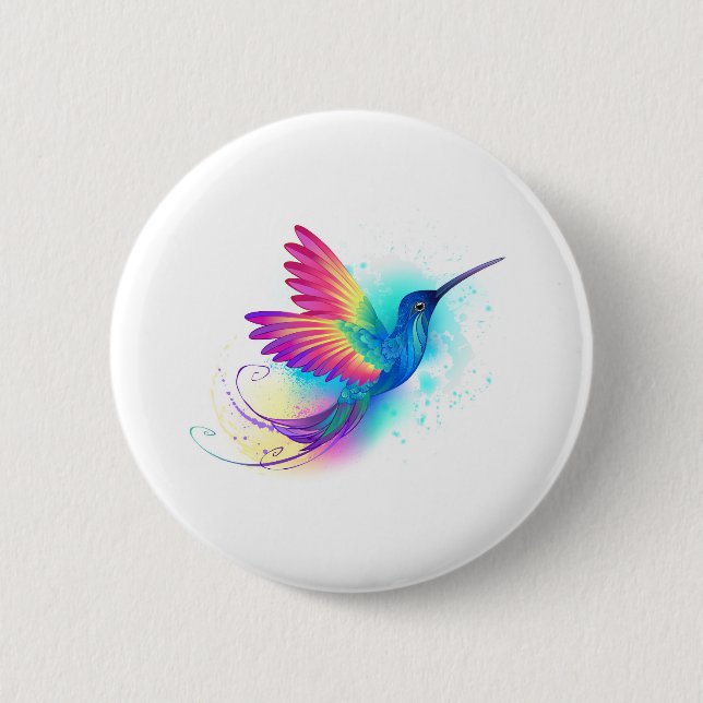 Badge Rond 5 Cm Exotic Rainbow Hummingbird (Devant)