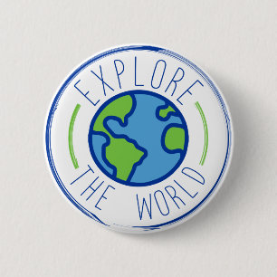 Badge Rond 5 Cm explorer le monde autocollant voyage