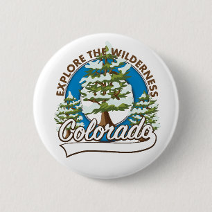 Badge Rond 5 Cm Explorez la Wilderness, Colorado Coussin de jet T-
