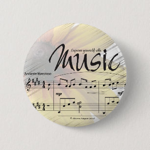 Badge Rond 5 Cm Express vous-même avec le bouton de musique