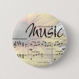 Badge Rond 5 Cm Express vous-même avec le bouton de musique