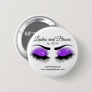Badge Rond 5 Cm Eyelashes et Brosses - Violet