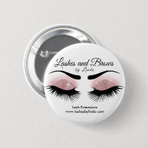 Badge Rond 5 Cm Eyelashes et Brows - Or Rose