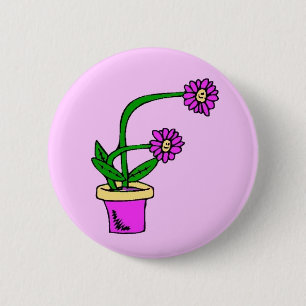 Badge Rond 5 Cm F- Monogramme Fleur Bouton