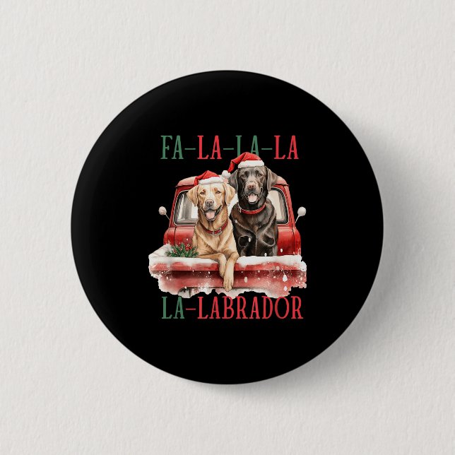 Badge Rond 5 Cm Fa La La Labrador Noël drôle  (Devant)