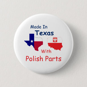Badge Rond 5 Cm Fabriqué Au Texas Avec Pièces Polonaises