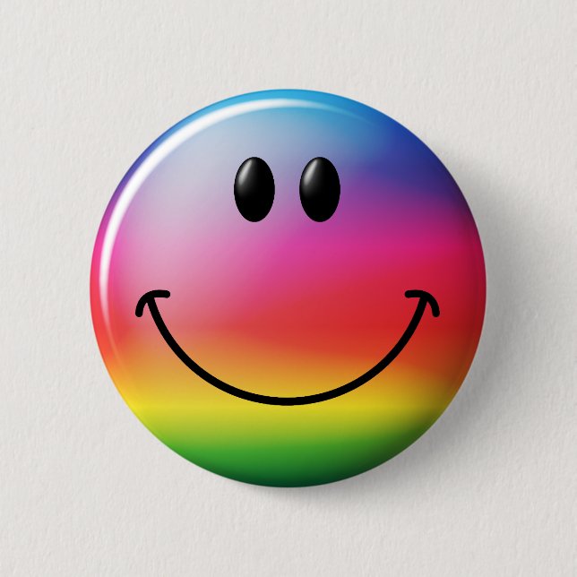 Badge Rond 5 Cm Face arc-en-ciel (Devant)