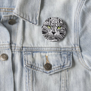 Badge Rond 5 Cm Face de chat
