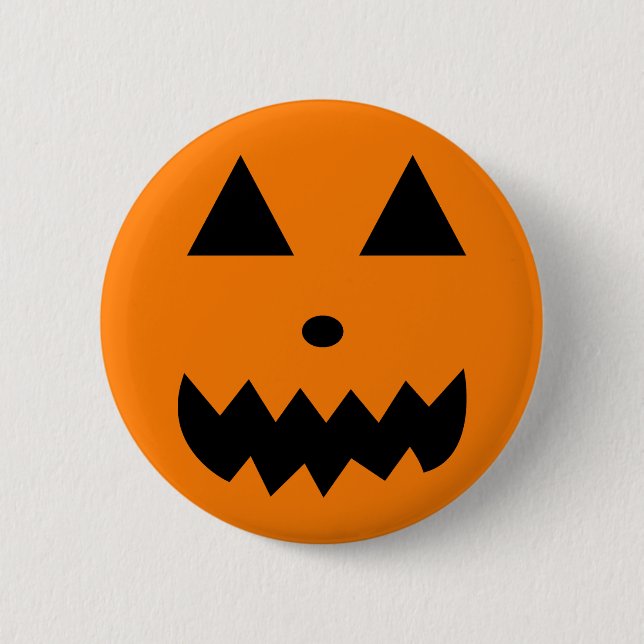 Badge Rond 5 Cm Face de Citrouille d'Halloween d'Orange (Devant)