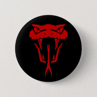 Badge Rond 5 Cm Face de serpent rouge effrayant - Noir