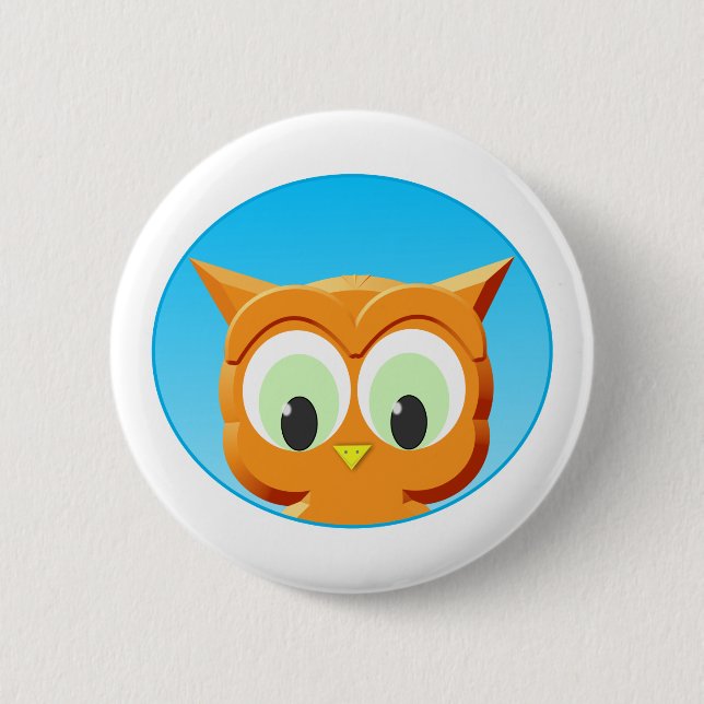 Badge Rond 5 Cm Face D'Une Petite Chouette (Devant)