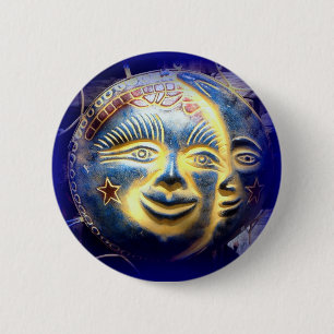 Badge Rond 5 Cm face soleil/face lune
