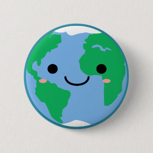Badge Rond 5 Cm Face souriante de la Terre