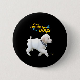 Badge Rond 5 Cm Facilement Distrait Par Chiens Amusants Gentils - 
