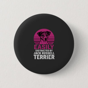 Badge Rond 5 Cm Facilement Distrait Par Jack Russell Terrier