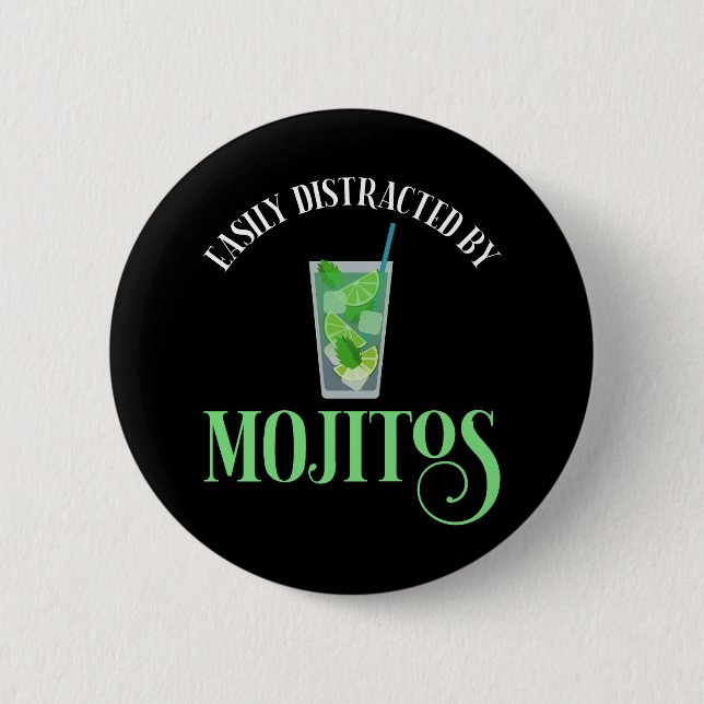 Badge Rond 5 Cm Facilement Distrait Par Les Mojitos (Devant)