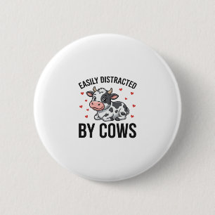 Badge Rond 5 Cm Facilement distrait par les vaches Graphique de va