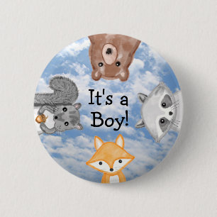 Badge Rond 5 Cm Faire-part de naissance d'un garçon 