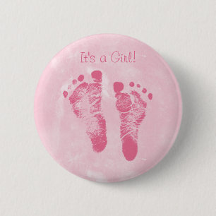 Badge Rond 5 Cm Faire-part de naissance mignon d'empreintes de pas