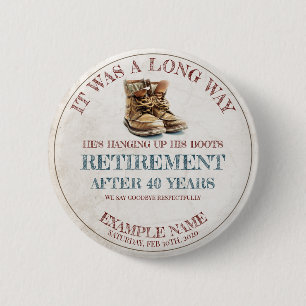Badge Rond 5 Cm Faire-part de retraite avec vieilles éperons