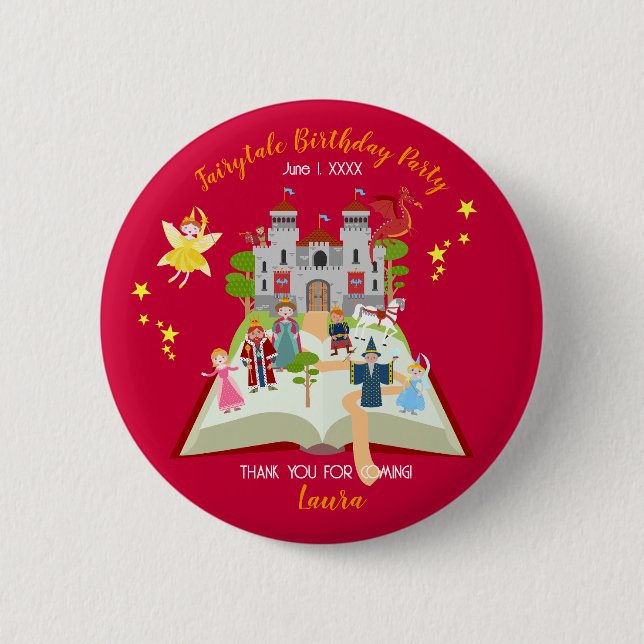 Badge Rond 5 Cm Fairytale Stories Fille fête d'anniversaire (Devant)