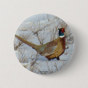Badge Rond 5 Cm Faisan B22 Anneau-étranglé