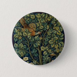 Badge Rond 5 Cm Faisan d'arbre boisé William Morris