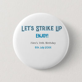 Badge Rond 5 Cm Faisons ressortir bleu gris heureux nom 10 anniver
