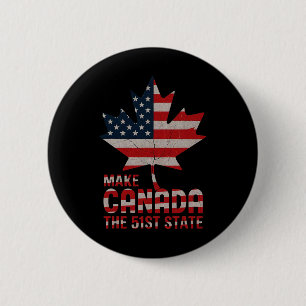Badge Rond 5 Cm Faites du Canada la 51e feuille de drapeau américa