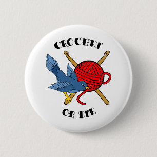 Badge Rond 5 Cm Faites du crochet ou mourez tatouage